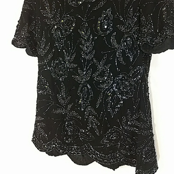 Brilliante by JA shiny vintage  beaded top blouse - Picture 2 of 6
